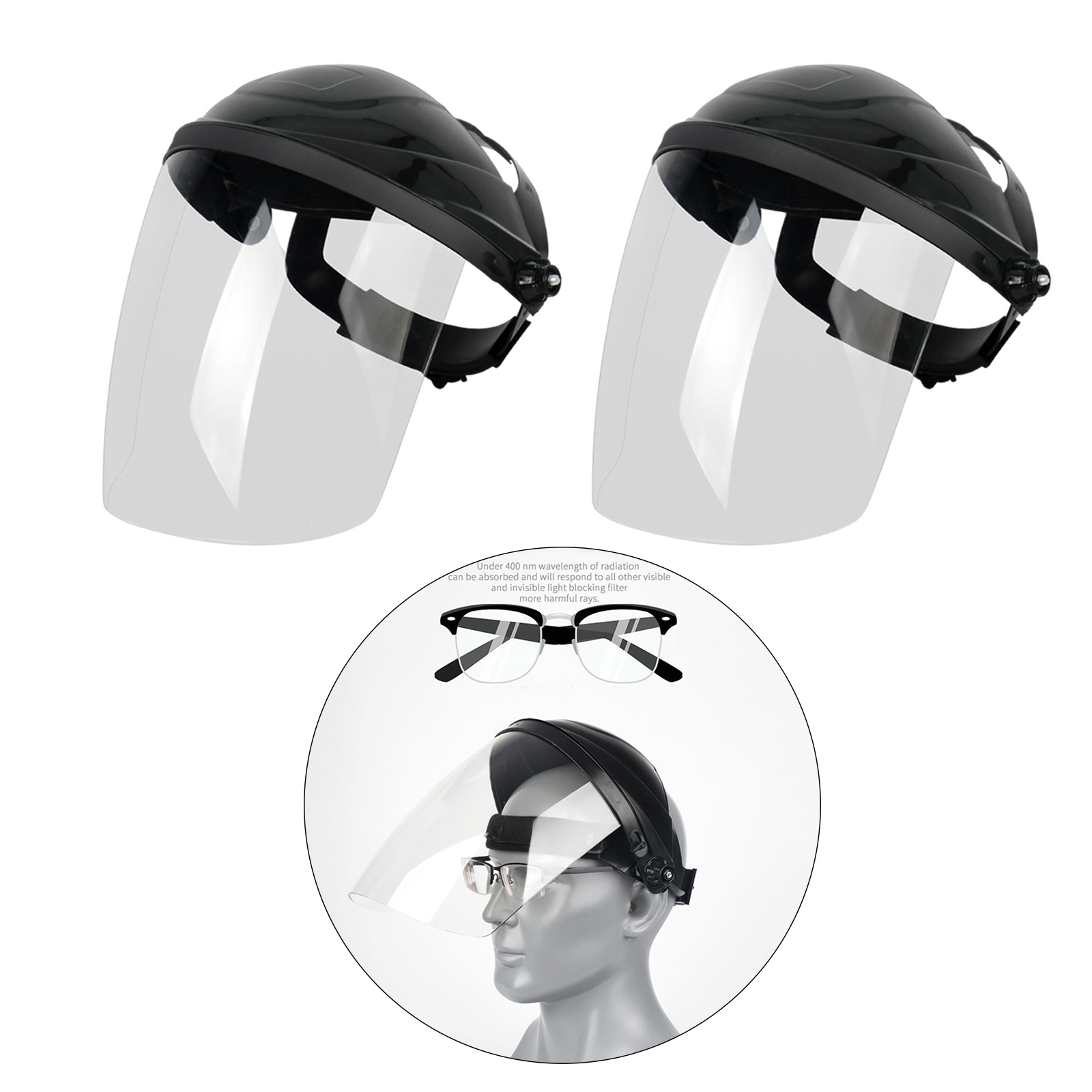 Fog Full Headgear Lightweight Headwear Wide Visor Grinding Welding Professional Reusable Guard for Men and Women white